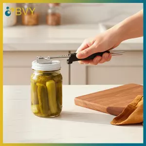 Dụng cụ mở nắp lọ có thể điều chỉnh bằng thép không gỉ BVY Dụng cụ tháo nắp cầm tay dễ dàng chống viêm khớp Dụng cụ nhà bếp thân thiện cao cấp.