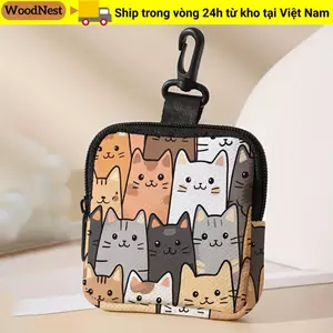 Ví đựng tiền xu WOODNEST, Ví Mini in hình trái tim chuồn chuồn, Túi đựng dây kéo chống nước bền hợp thời trang Quà tặng bạn bè