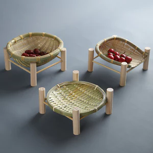 🔥có hàng sẵn🔥đựng hoa quả Mẹt tre đựng đồ ăn Handmade Tre Dệt Giỏ Nhỏ Khay Làm Mới Khay Hộ Gia Đình Nhà Bếp Thoát Nước Thùng Hấp Buns Hấp Buns Trái Cây Kệ Giỏ