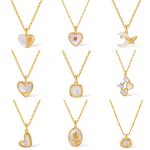 Shuling Vintage 18K thật mạ vàng trang sức ngọc trai thanh lịch vòng cổ trái tim cao cấp