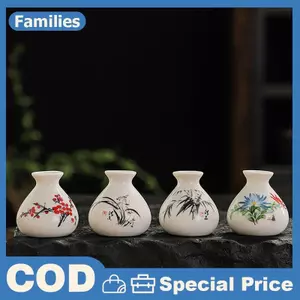Retro Trắng Phong Cách Trung Hoa Mini Bình Gốm Niche Nhà Khô Ấm Siêu Tốc Đá Trang Trí DIY Trang Trí Thu Nhỏ Bình Hoa Thủ Công Quà Tặng