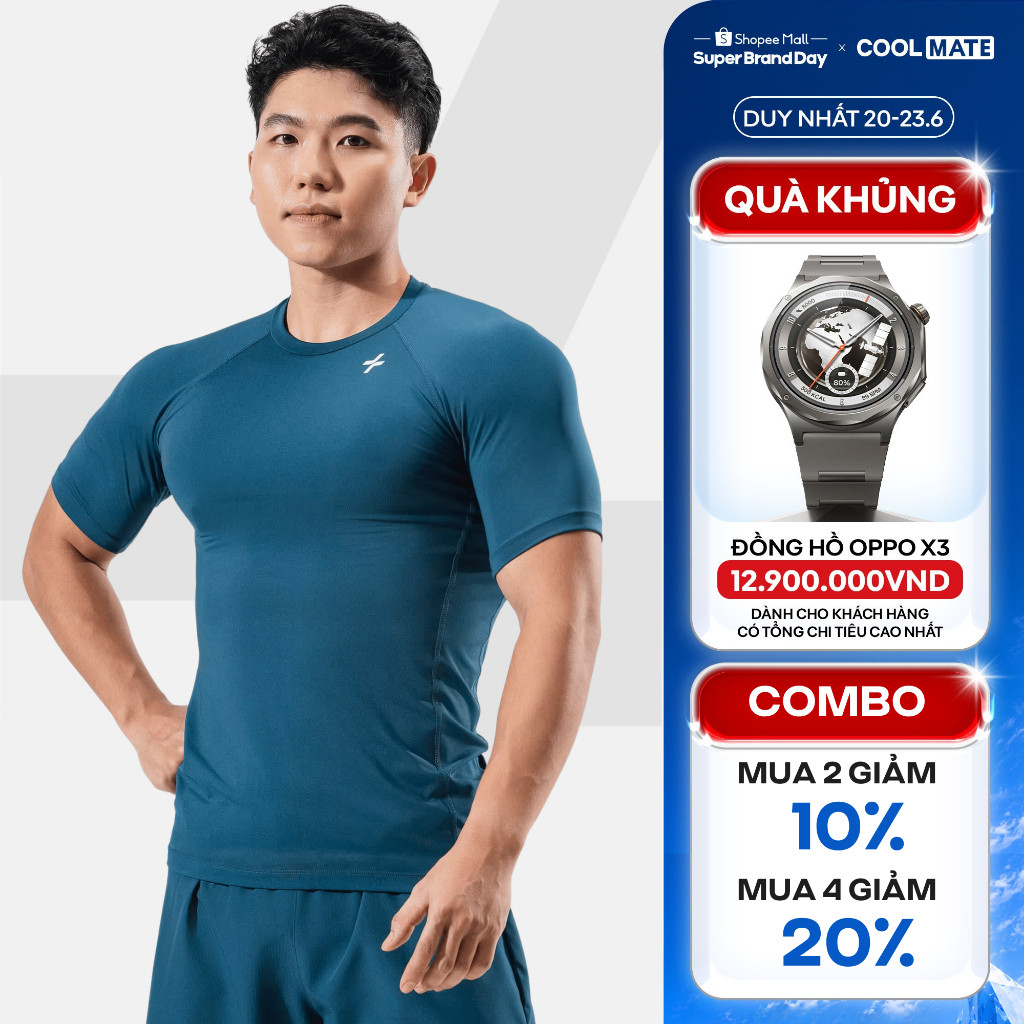 [MUA 4 GIẢM 20%]Áo Thun thể thao nam Gym Power dáng Tights fit thoáng khí co giãn 4 chiều Coolmate