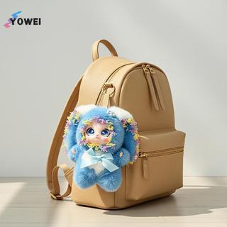 YOWEI Ngọt Ngào Phong Cách Cổ Tích Ren Thỏ Sang Trọng Vinyl Búp Bê Móc Khóa Cho Bapa Mặt Dây Chuyền Treo Trang Trí Quà Tặng Sinh Nhật VN