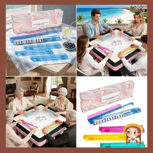 Li 4 Miếng Chống Trơn Trượt Mạt Chược Đứng Với Pusher Thiết Kế Trong Suốt Giá Đỡ mạt chược Cho Gạch Dễ Dàng Chơi Trò Chơi