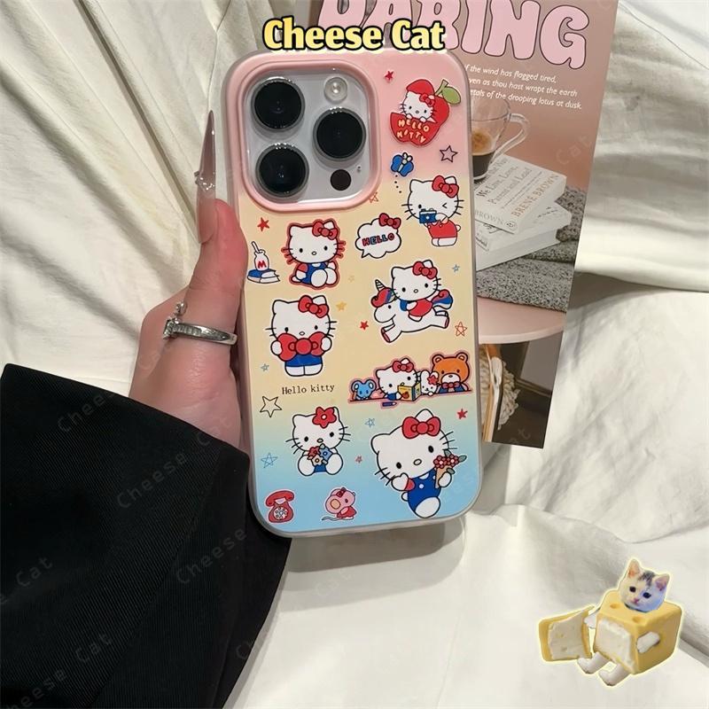 Ốp điện thoại silicon hình Kitty màu kẹo ngọt cho iPhone 15 14 13 12 11 16 17 Pro Max XR Xs Max 7 Plus