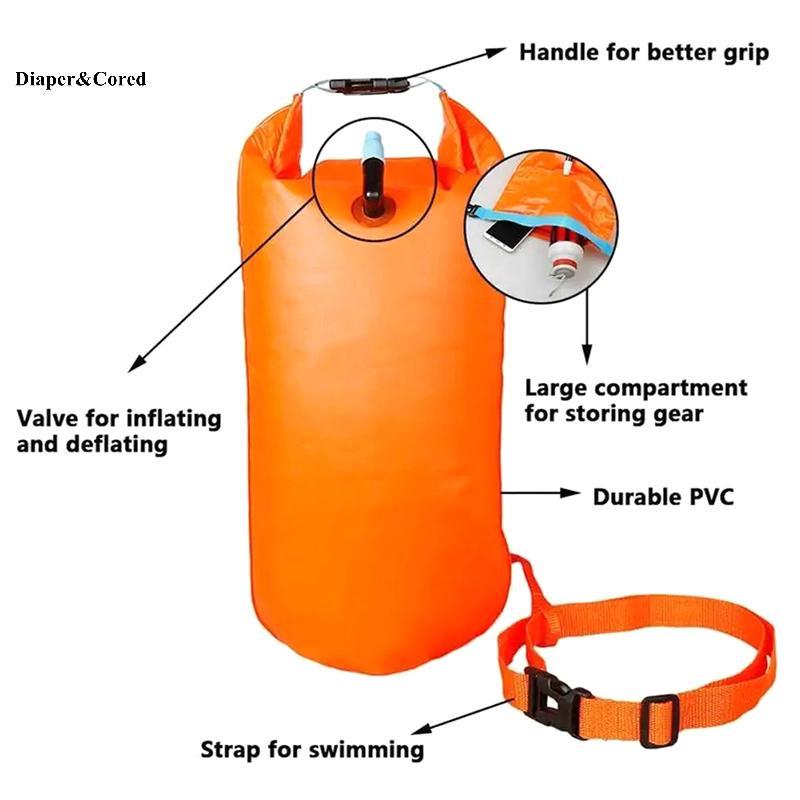Túi khô phao bơi PVC bơm hơi DIAPER & CORED - Túi khí đôi chống nước, 60-100L YTH