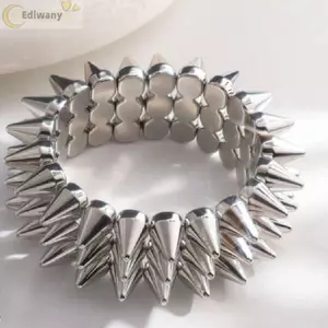 EDIWANY Y2K Punk Vòng Tay, Phụ Kiện Goth Ba Lớp Stud Spiked Chunky Vòng Tay, Vòng Tay Trang Sức Thoáng Mát Thời Trang