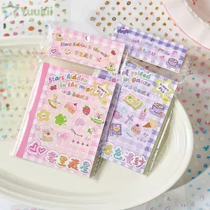 Sách dán móng tay YUUKII, Nhãn dán nhật ký dập nổi hoạt hình, Nhãn dán cốc tự dính Mini mềm dễ thương cho trẻ em