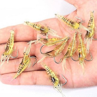 Bộ 10 con Mồi Câu Cá Giả Hình Con Tôm Mềm 4cm / 1.3g có móc câu inox - Tôm giả câu cá ( 10 con tôm )