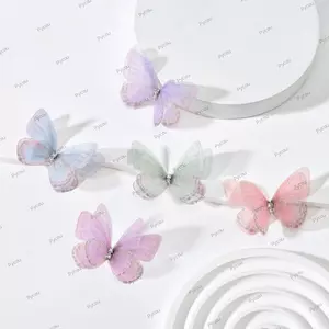 PYCOU 50 Miếng Dán Bướm Vải Organza, Miếng Dán Thêu Bướm Voan Hai Lớp, Thời Trang Handmade Quần Áo May Vá Phụ Kiện Tóc Cô Dâu