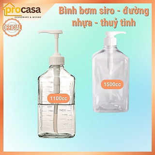 Bình bơm đường thuỷ tinh 1100cc - bình pump siro nhựa 1600c - vòi torani 10cc - vòi đường 10cc