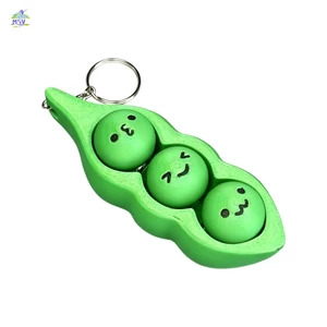 Pea Hình Fidget-Toy Móc Khóa Silicon Cảm Giác Giảm Căng Thẳng Nút Nhấn Mặt Dây Chuyền Với Mùa Xuân Im Lặng Và Vòng Kim Loại Cho Chìa Khóa Ba Lô Huấn Luyện Tập Trung Văn Phòng
