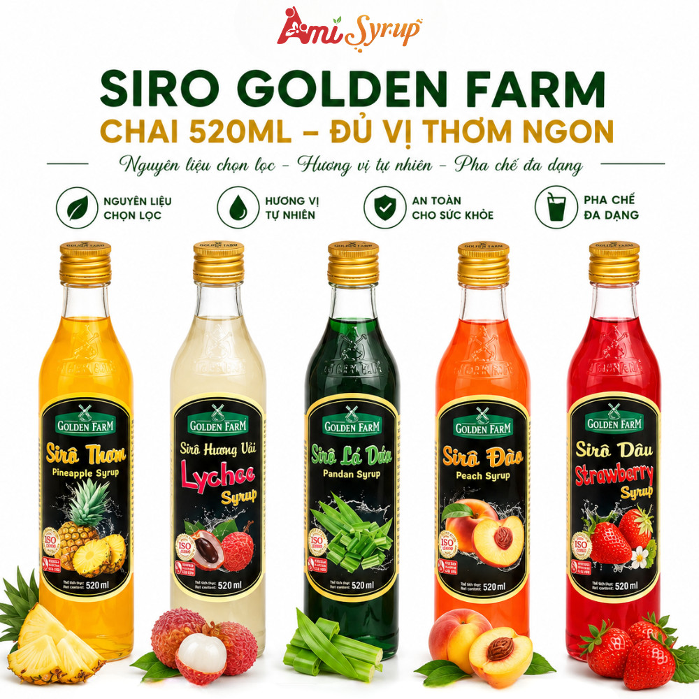 Siro Golden Farm 520ml Các Vị – Tăng Hương Vị Cho Đồ Uống