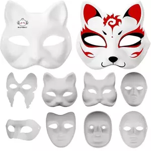 Maybest nk Handmade DIY Mặt nạ hóa trang Mặt nạ mèo Đạo cụ Đảng có thể sơn Trang phục hóa trang Trang trí tiệc Thủ công Prop {VN}