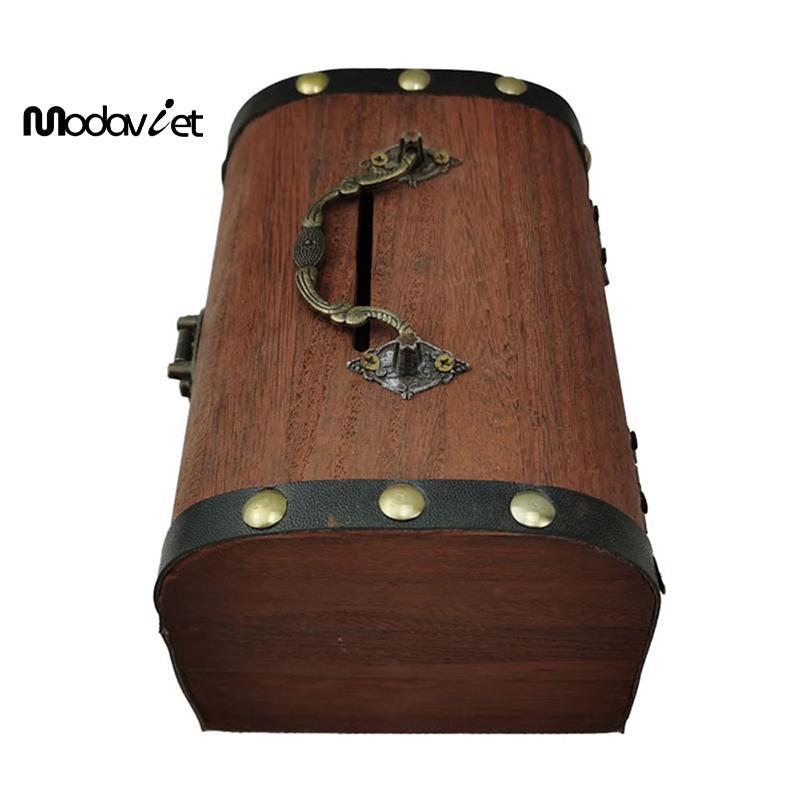 [modavietnamshop] 1 Bộ Hộp Bảo Quản Kho Báu Vintage Kho Báu Bằng Gỗ Có Lo Heo Đất Tổ Chức Hộp Tiết Kiệm Để Trang Trí Nhà Cửa Đẹp