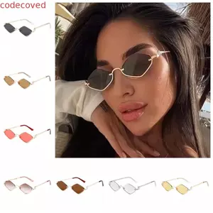 Kính mát đa giác CODECOVED, gọng nửa kim loại UV400, mắt mèo cổ điển, chống tia UV, bảo vệ mắt, phù hợp đi xe đạp, thời trang Hipster