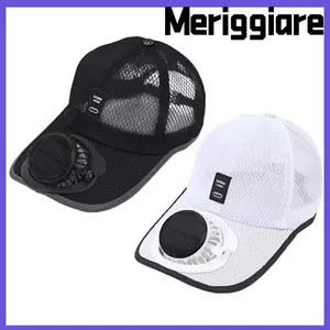 MERIGGIARE Sunhat có quạt, Mũ quạt làm mát toàn lưới sạc USB, Mũ bóng chày chống nắng thoáng khí khô nhanh ngoài trời