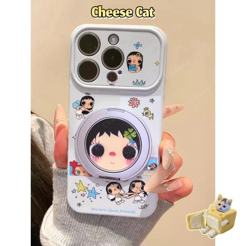 Ốp điện thoại bằng kim loại hình cô gái dễ thương cho iPhone 11 12 13 14 15 16 17 Pro Max 17 Air XR Xs Max