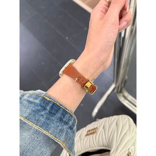 Dây đeo da thật bằng đồng kim cương Thích hợp cho đồng hồ thông minh S11 10 9 8 ULTRA 7 6 5 4 SE 3 2 1 Kích thước 38mm40mm41mm42mm44mm45mm46mm49mm