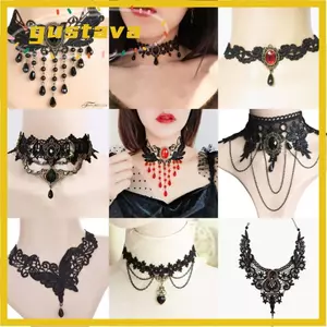 Vòng cổ ren GUSTAVA, Dây chuyền xương đòn ren đen, Vòng cổ ren Gothic thanh lịch gợi cảm