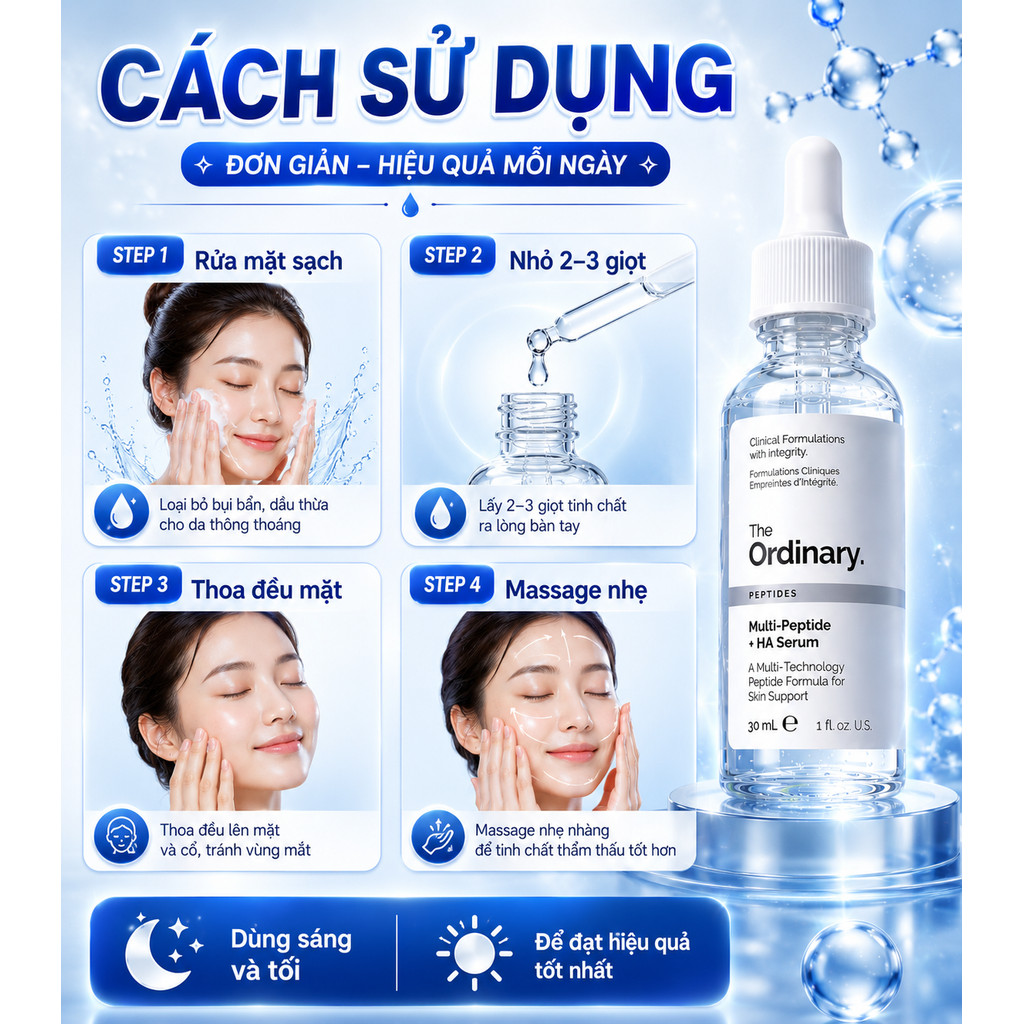 Serum The Ordinary Multi Peptide + HA 30ml Chống Lão Hóa Giảm Nhăn Căng Da Chính Hãng