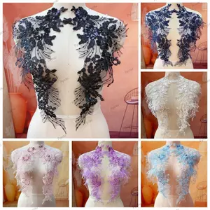 PYCOU Thêu Hoa Miếng Dán, Đầm Cưới Nhiều Màu Sắc Polyester Đính, Thiết Kế Hình Hoa Tinh Tế Thêu Đế Vải Mỏng Trang Trí Trang Trí Đầm Dạ Hội Mod