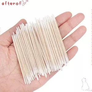 AFTEROF 100 Cái Khăn bông gỗ hai đầu, Que bông hai đầu không gây dị ứng làm sạch hàng ngày, Dụng cụ làm móng tay không chứa clo siêu nhỏ dùng một lần Q-Tip