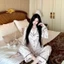 Phụ Nữ Sọc Chấm Bi Mở Phía Trước Loungewear Bộ Ba Mảnh Để Nghỉ ngơi Trong Nhà Ấm Áp Và Dịp Thường Ngày Tại Nhà Trong Mùa Ấm Áp