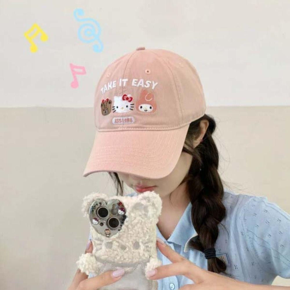 Mũ bóng chày phong cách Hàn Quốc họa tiết mèo Kitty chống nắng, phù hợp dùng ngoài trời