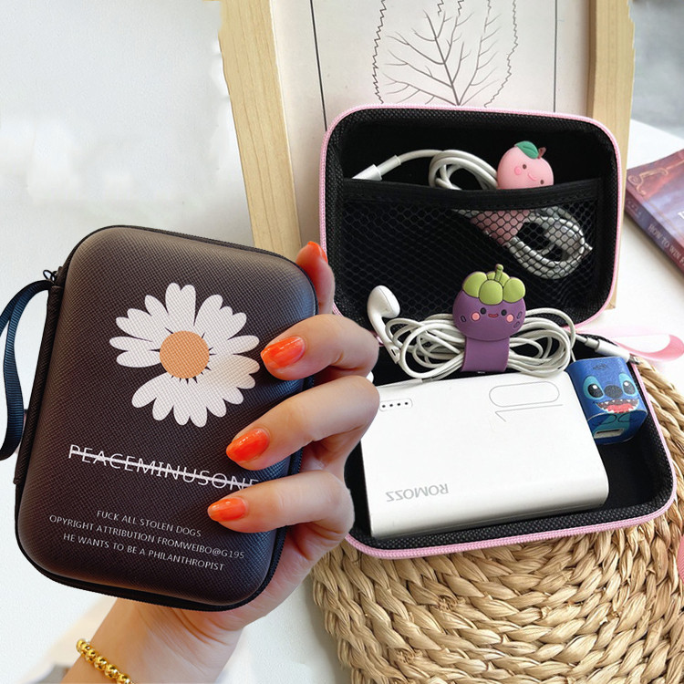 Tai nghe hoa cúc Túi lưu trữ USB Cáp dây kéo di động Ví đựng tiền xu