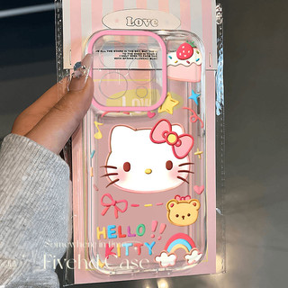 Ốp lưng mèo Kitty hoạt hình dễ thương Ins Hàn Quốc cho iPhone 11 15 14 13 12 Pro Xs Max XR X 7 8 Plus SE HD Ốp lưng TPU mềm trong suốt Vỏ điện thoại siêu mỏng Vỏ bảo vệ chống sốc