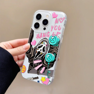 Bộ xương treo Ốp lưng hoạt hình minh họa cho iPhone 16 15 14 13 12 11 Pro Max XR X XS 7 8 Plus SE2