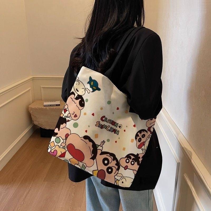 SQ11 Hoạt Hình Dễ Thương Crayon Shin chan Túi Xách Vải Dành Cho Nữ Sinh Viên Cầm Tay Dung Tích Lớn Túi Đeo Vai