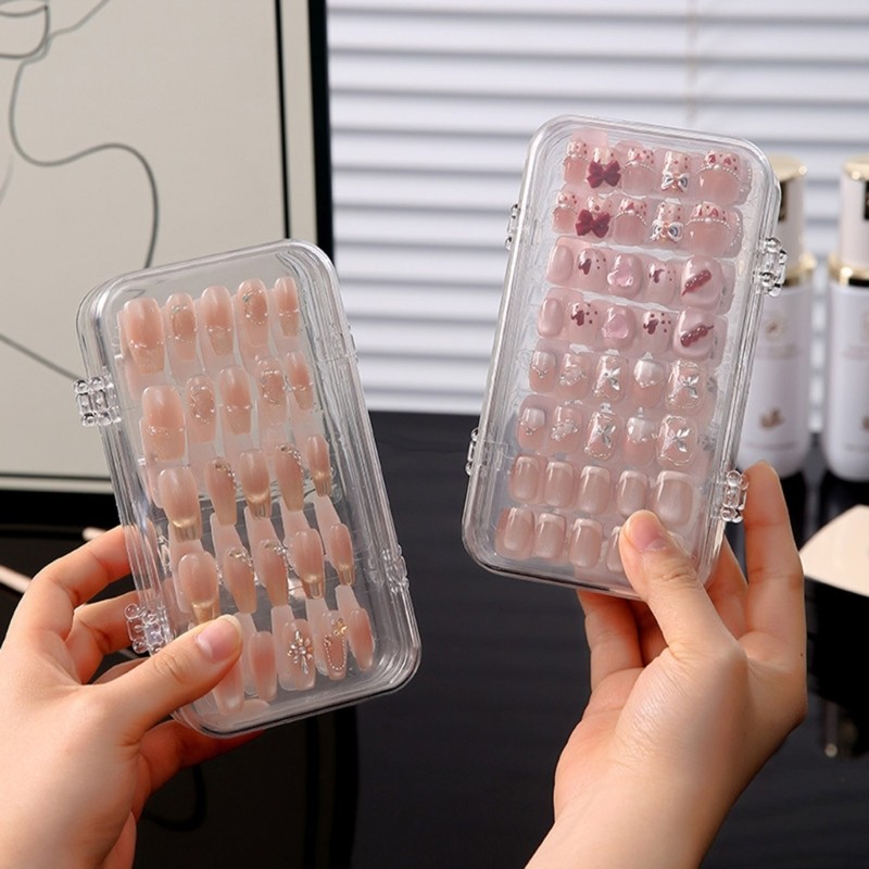 COO 3 Gấp Trong Suốt Móng Tay Nghệ Thuật Hộp Bảo Quản Có Băng Dính Hộp Nhựa Đa Năng Cho Văn Phòng Gia Đình Phòng Tắm Organ