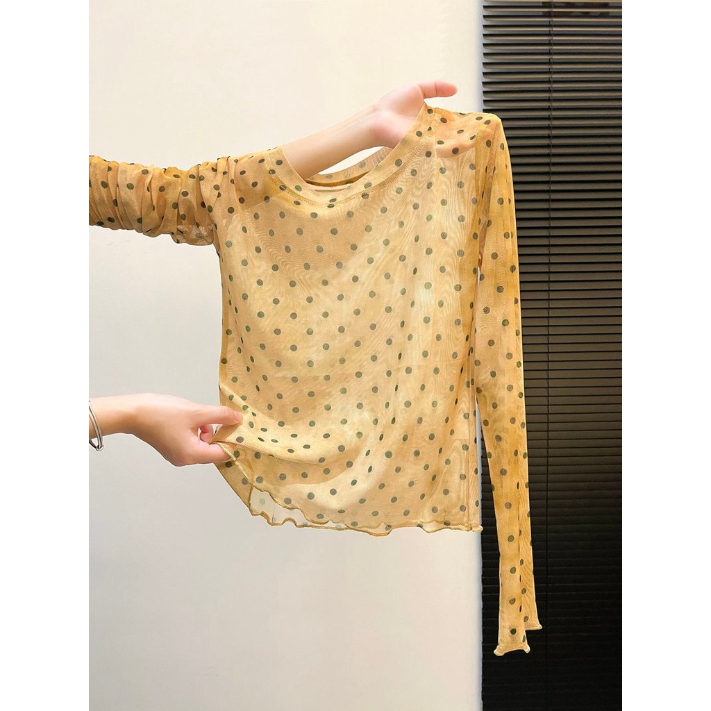 Áo thun dài tay Milyfashion Polka Dot Print All-Match Top Gạc Y2K