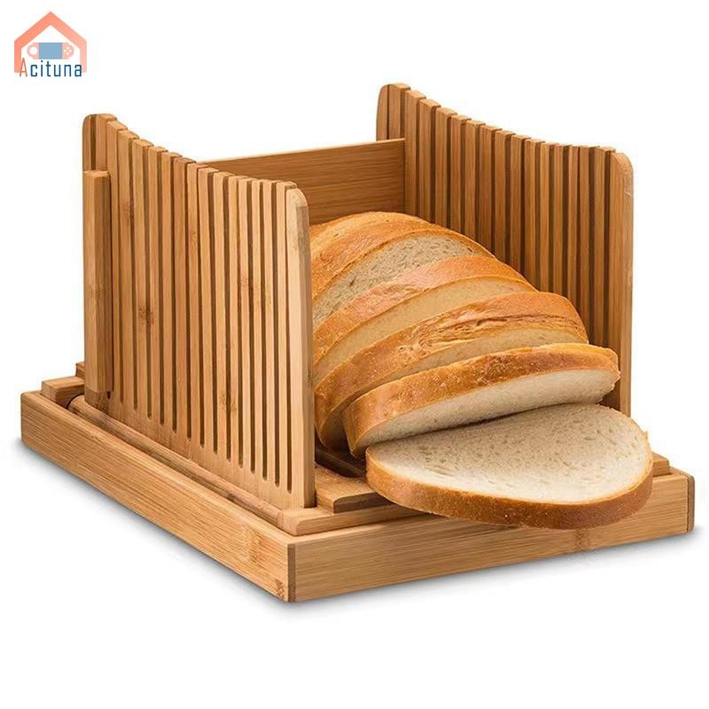 Máy thái bánh mì Trang trí bằng gỗ Có thể gập lại Tiết kiệm không gian đa chức năng với phụ kiện khay vụn để cắt lát nướng bánh nhà bếp