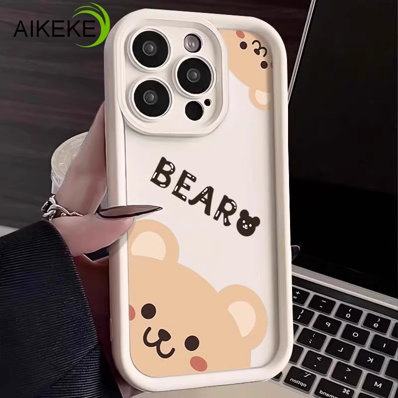 Ốp điện thoại hình gấu nâu dễ thương 3D hoạt hình dễ thương cho Xiaomi Mi 10 10s 9 9T Pro 8 Poco M6 Plus X4 X3 GT X2 M2 F2 Pro Vỏ điện thoại mờ màu kẹo chống sốc Vỏ mềm chống rơi