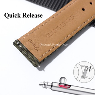 Màu Trơn - Dây Đeo Đồng Hồ Bằng Da Nylon 20 Mm 22 Mm Vintage Dệt Vải Bò Da Đồng Hồ Nam Nữ Phát Hành Nhanh Đồng Hồ Vòng Tay Đen Xám Xanh Xanh Xanh Dương
