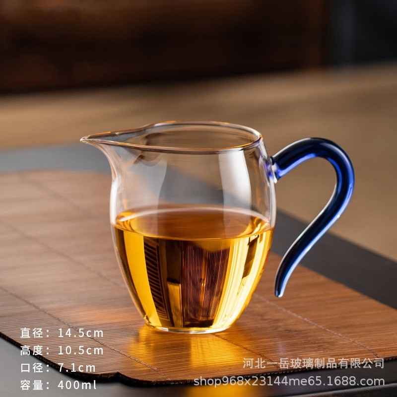 Cốc Hội chợ Thủy Tinh Lớn Cao Borosilicate Dày Trà Thủy Tinh Biển Trong Suốt Chịu Nhiệt Độ Cao Trà Trà Hộp Đựng Trà Kung Fu Bộ 2XBS