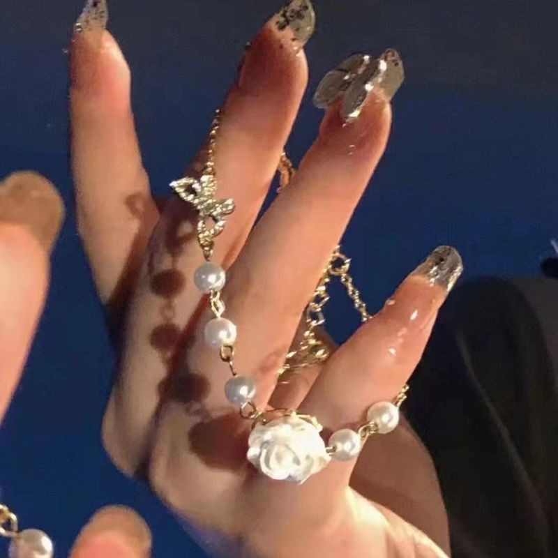 Bộ six mảnh vòng tay đính cườm hoa trà cao cấp, đa năng, dành cho nữ trên Instagram