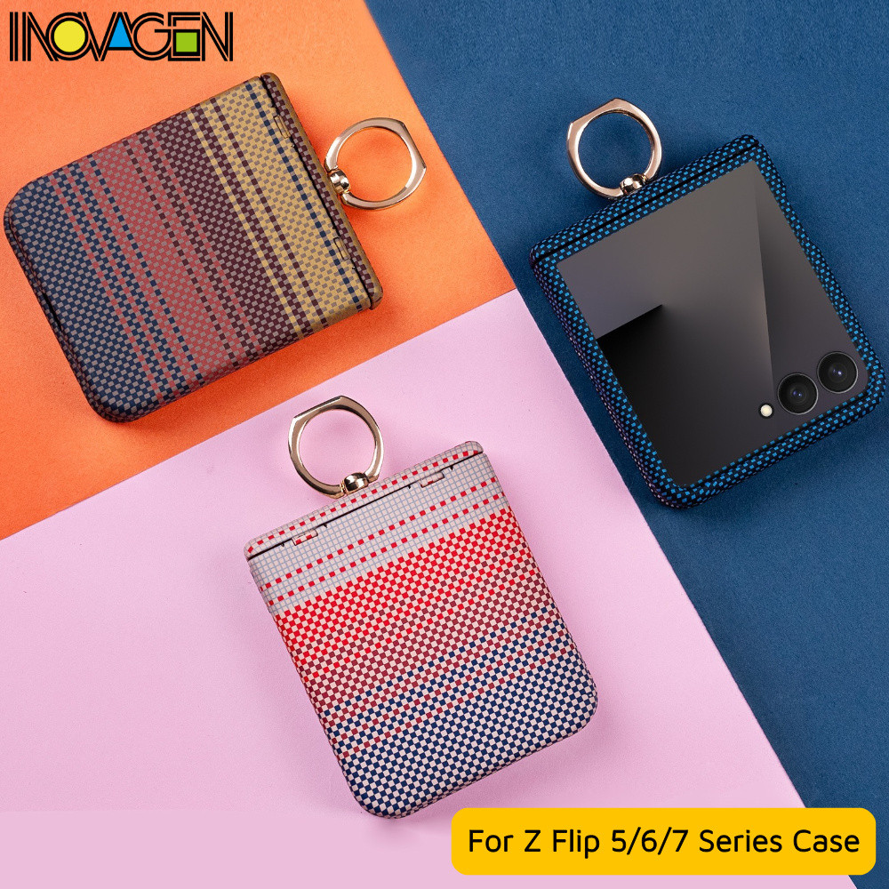 INOVAGEN Dành Cho Samsung Galaxy Z Flip 5, Flip 6 Flip 7 Ốp Điện Thoại Từ Tính, Kính Mờ, Hỗ Trợ Sạc Không Dây, Cảm Ứng Da Cho Bé, Vỏ Bảo Vệ Toàn Diện PC