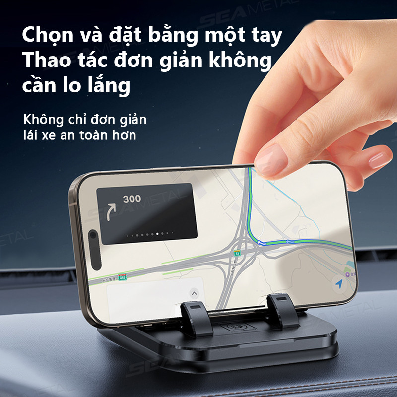 Bảng Điều Khiển SEAMETAL Giá Đỡ Điện Thoại Ô Tô Xoay 360 Điều Hướng Chân Đế Chống Trơn Trượt Gắn Silicon Đỗ Xe Biển Số Điện Thoại