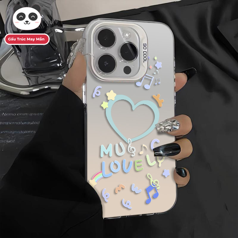 Ốp Lưng iPhone Hình Trái Tim Âm Nhạc Dịu Dàng - Tương Thích 16/15/14/13/12/11 Pro Max, XS Max, X
