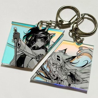 Arknights Laser Anime Keychain Texas Acrylic Key Chain Man Lappland Key Ring Women Bag Pendant Ornament  Friend Gift