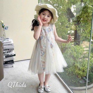 10-30kg Váy hoa xanh phối voan xoè QT