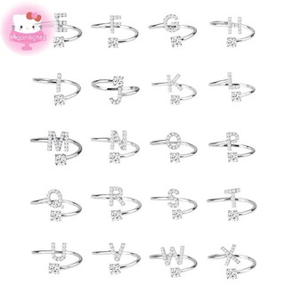 Nhẫn Điều Chỉnh 26 Chữ Cái với Kim Cương Giả - Quà Tặng Quyến Rũ dành cho Nữ