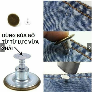 01 Nút cúc kim loại 17mm đóng quần áo jean tự đóng tại nhà. Nút cúc mặt đồng kim loại cho quần jean DIY