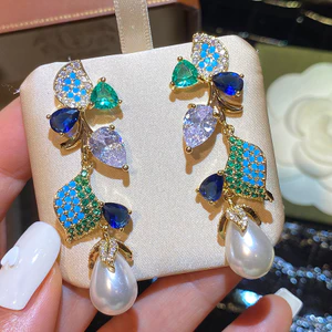 Thời Trang Hàn Quốc Ánh Sáng Ngọc Trai Sang Trọng Zircon Tua Rua Thanh Lịch Phong Cách Dài Tính Khí Bông Tai Bán Buôn