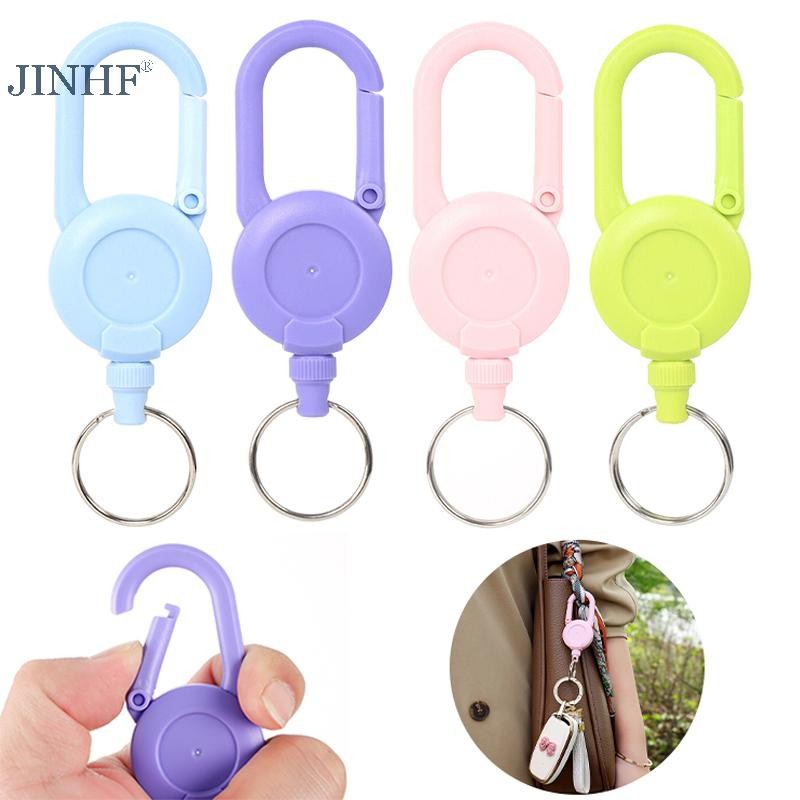 JINHF Màu Có Thể Thu Vào Móc Khóa Ngoài Trời Chống Trộm Dễ Kéo Khóa Dây Cuộn Dây Co Giãn Vòng Chìa Khóa Dụng Cụ Có Thể Thu Vào HOT