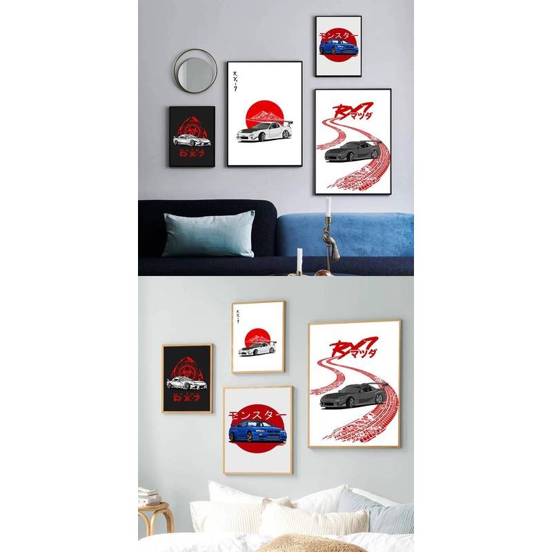 JD Xe Ô Tô Tranh Canvas Vintage Nhật Bản Thể Thao Ô Tô Nghệ Thuật Nhà Trang Trí Tường Canvas Poster